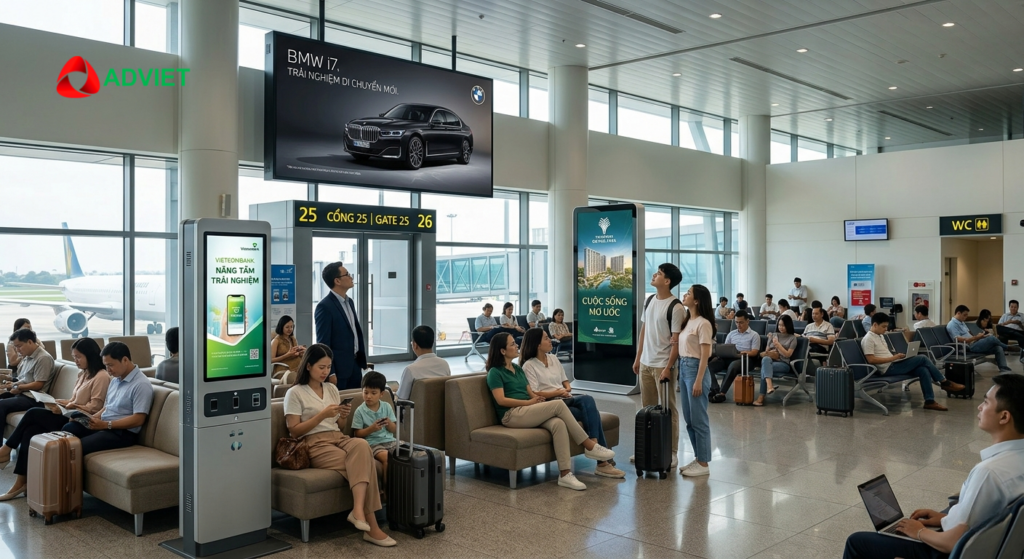 Quảng cáo tại khu vực sảnh chờ sân bay