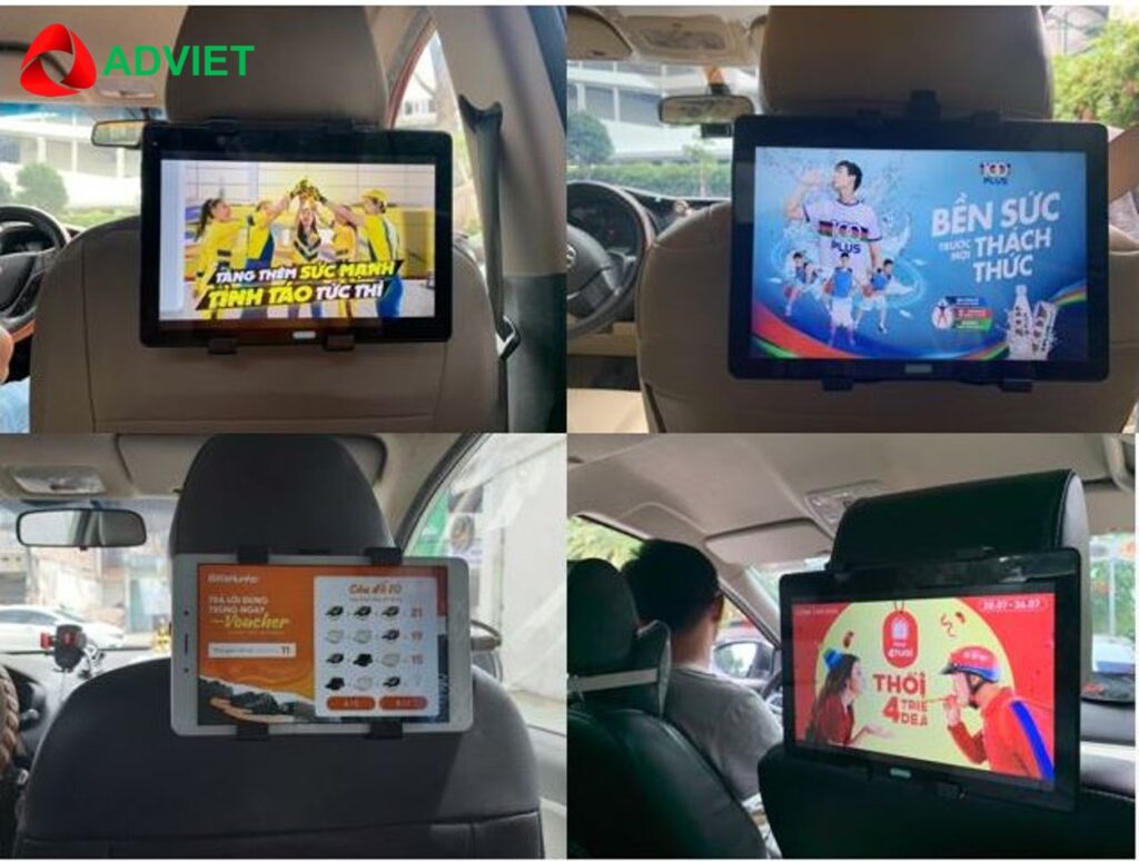 Quảng cáo trên màn hình LCD trong xe taxi